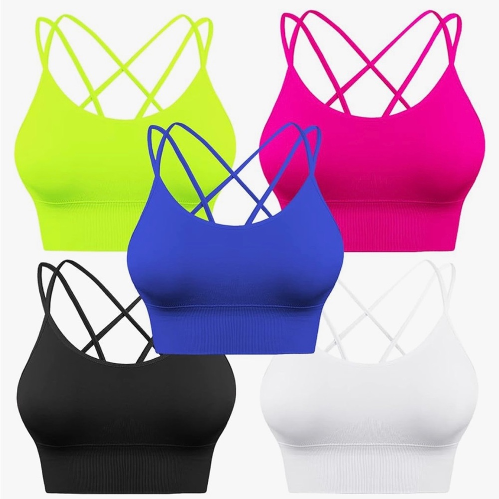 GUC• Amazon Women's Vibrant Strappy Sports Bra Set of 4